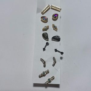 Silver Stud Earrings (7 pairs)